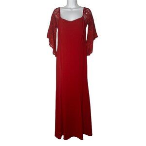 Miss Kim Womens Shift Dress‎ Red Stretch V Neck Flutter Sleeve Zip Lace XL New